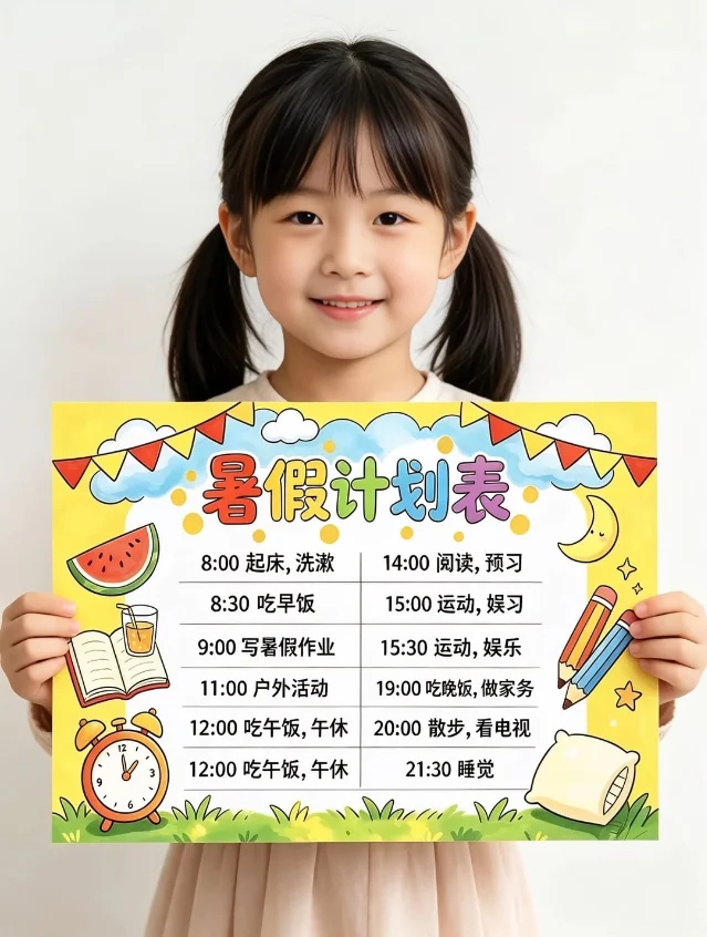 暑假计划表手抄报笔记截图