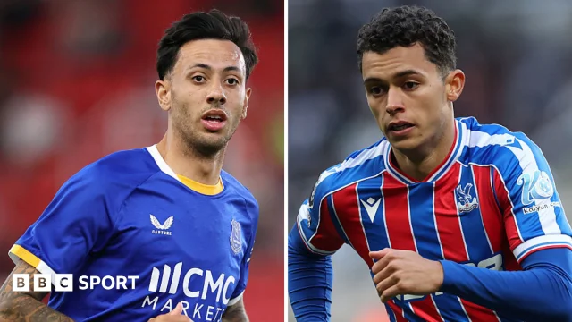Brennan Johnson and Dwight McNeil in Everton and Crystal Palace colours