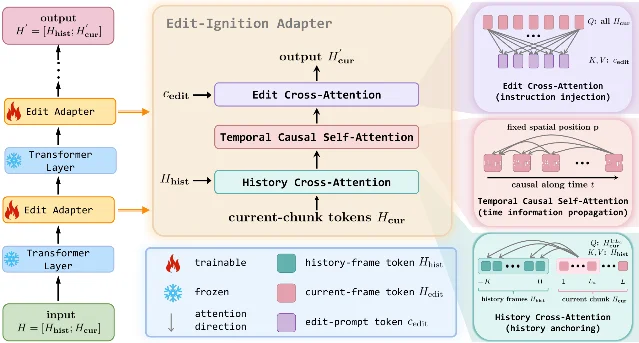 InfinityEdit adapter with history, temporal causal, and edit cross-attention