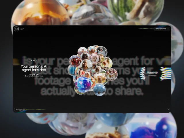 Elva 品牌站 Glass Blob 人格界面截图