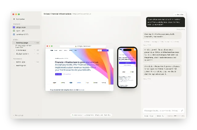 Superagent 将浏览器、iPhone 视图和 agent 对话放在同一窗口
