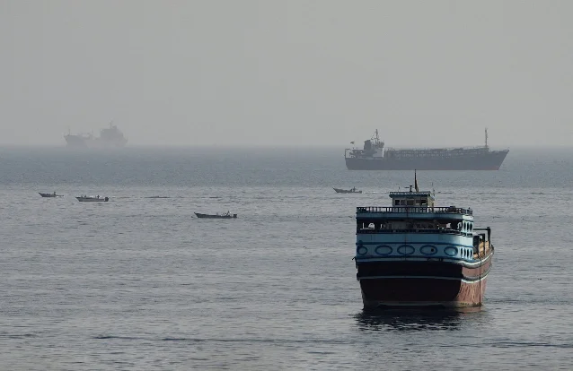 Vessels in the Strait of Hormuz seen from Musandam