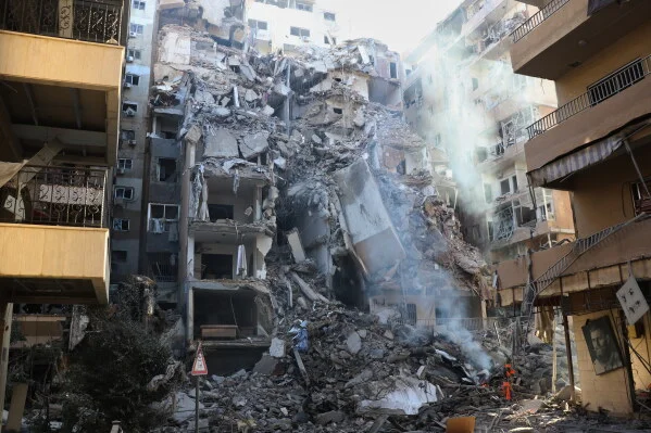 Destroyed building in Tyre, Lebanon, after Israeli airstrike, May 28 2026