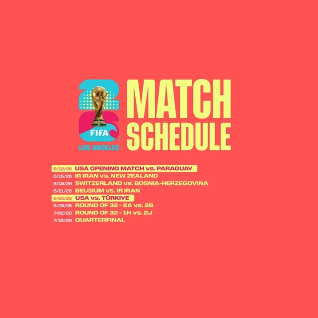 Official Los Angeles match schedule graphic