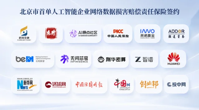 北京市首单人工智能企业网络数据损害赔偿责任保险签约海报