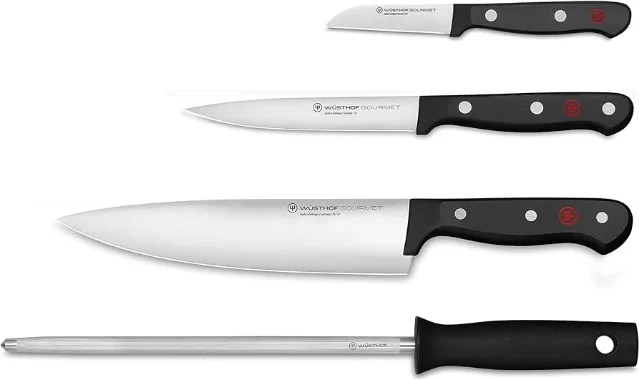 Wüsthof Gourmet 4-Piece Chef's Knife Set in black