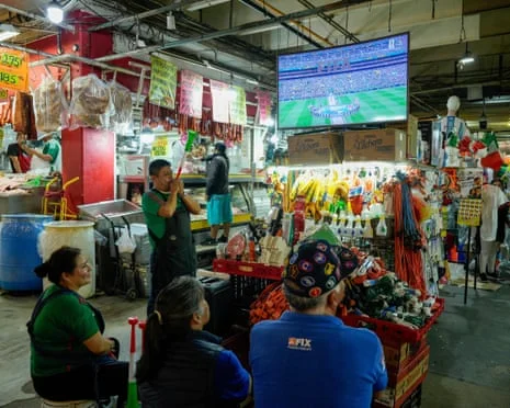 World Cup opening ceremony on a distant screen