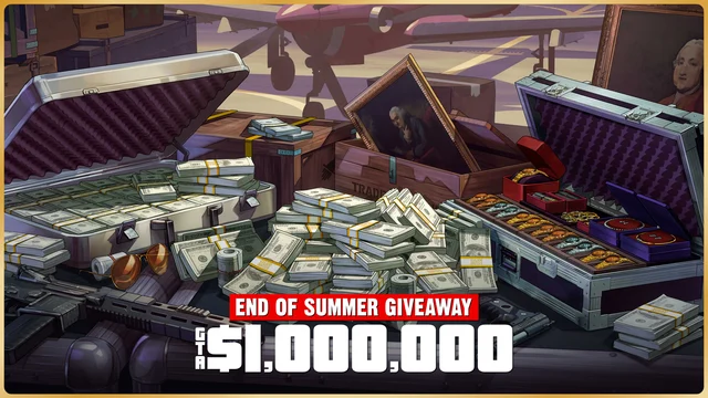 A player reaches a pile of cash and valuables during the End of Summer Giveaway.
