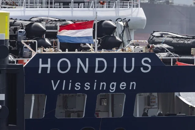 MV Hondius docked in quarantine in Rotterdam, May 20, 2026