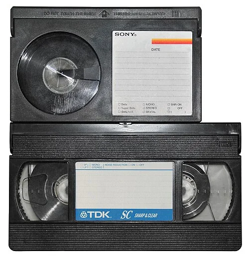 Sony Betamax cassette (top) and VHS cassette (bottom)