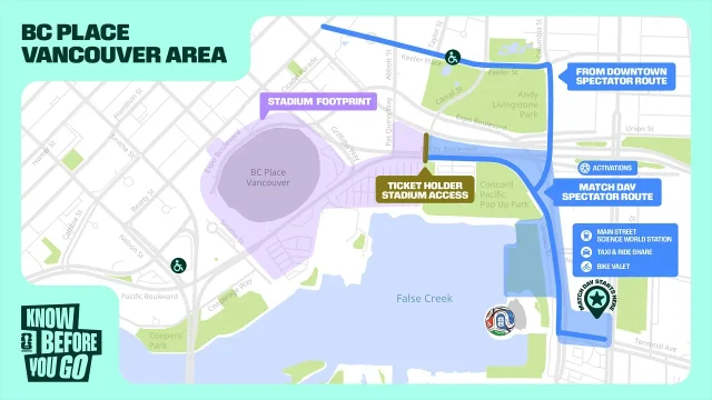 BC Place spectator route map