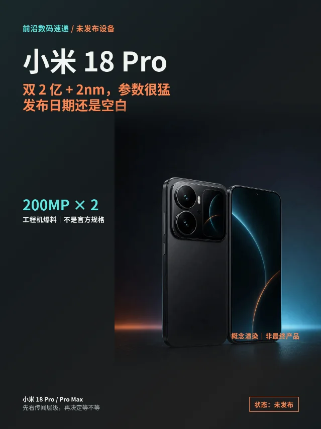 小米 18 Pro：双 2 亿很炸，发布日期却还是空白