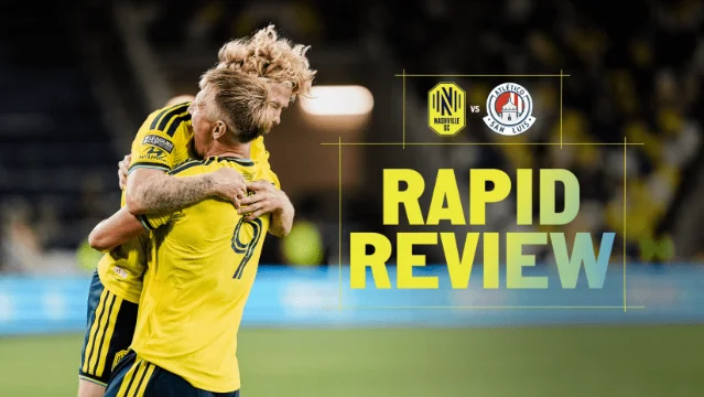 Nashville SC's official Rapid Review graphic for the Atlético de San Luis match