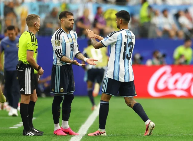Otamendi comes on for Romero against Austria