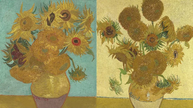 Philadelphia Museum of Art: two versions of Van Gogh's Sunflowers side by side