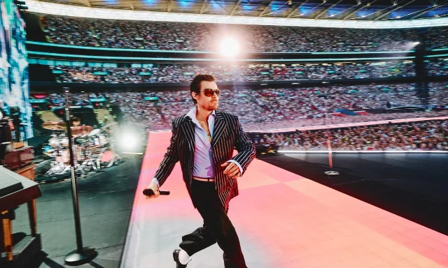 Harry Styles performing at Wembley Stadium on the Together Together Tour, June 12 2026