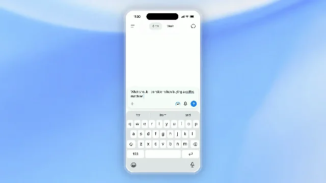 A user types a buying question into the ChatGPT mobile interface