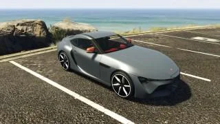 A Dinka Jester RR sports car parked beside the coast.