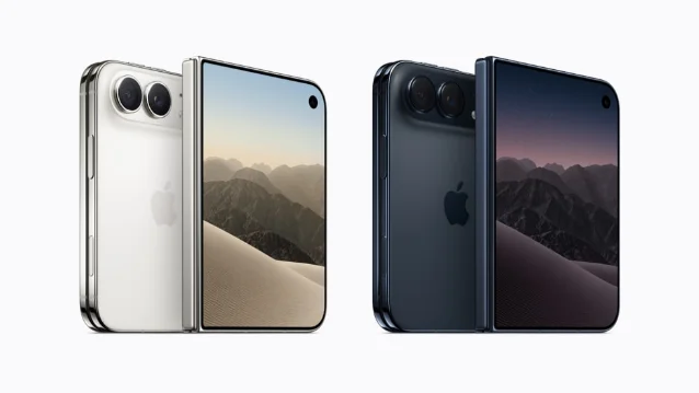 iPhone Duo 星光白与夜空色展开及闭合外观