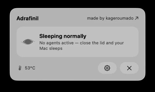 Adrafinil 在无 agent 活动时显示 Sleeping normally