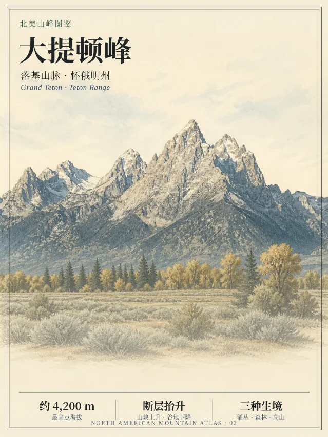 大提顿峰｜断层抬升的落基山脉尖峰