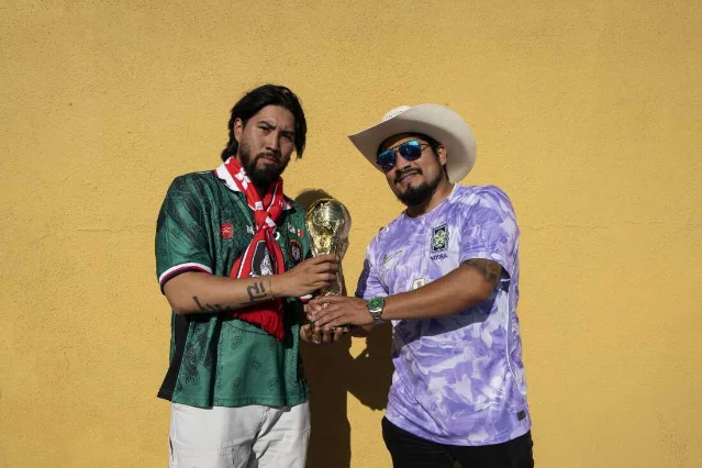 Mexican and South Korean fans in Los Angeles' Koreatown
