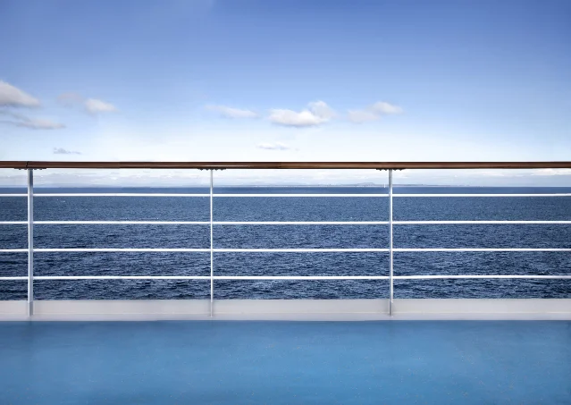 View from cruise ship deck over ocean