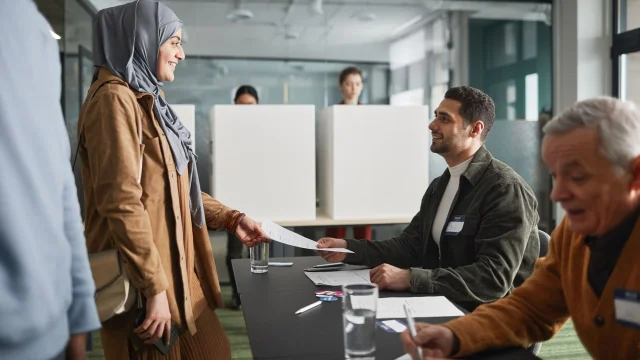 People voting at a polling station