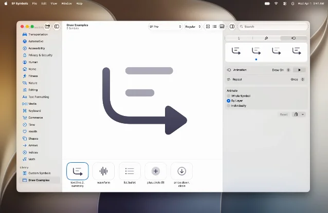 SF Symbols app 预览界面