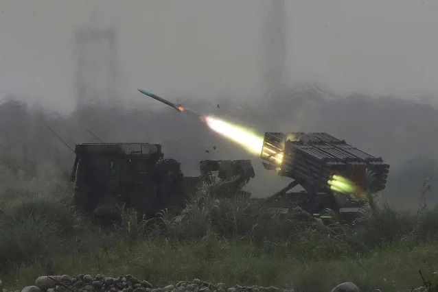 Taiwan fires a HIMARS rocket during a live-fire drill