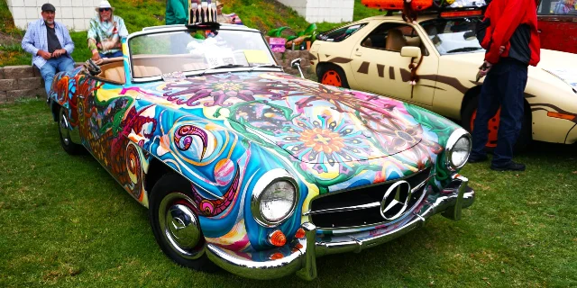 Hand-painted 1956 Mercedes 190 SL at the 2026 Concours d'LeMons