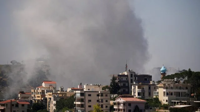 Smoke over southern Lebanon following Israeli strikes on June 7