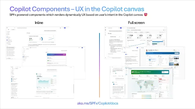 Diagram comparing inline and full-screen Copilot Components experiences