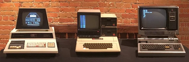 The 1977 Trinity side by side: Commodore PET 2001, Apple II, TRS-80 Model I