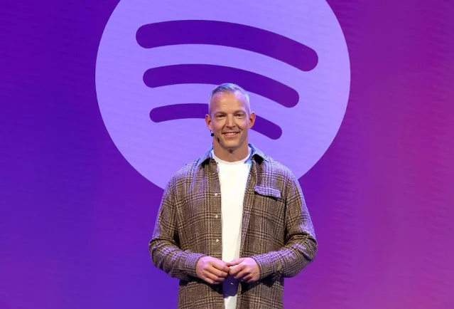 Spotify CEO Gustav Söderström at a live music event — the company is pushing into concert video and fan ticketing