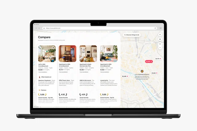 Airbnb 的 Compare 并排对比界面