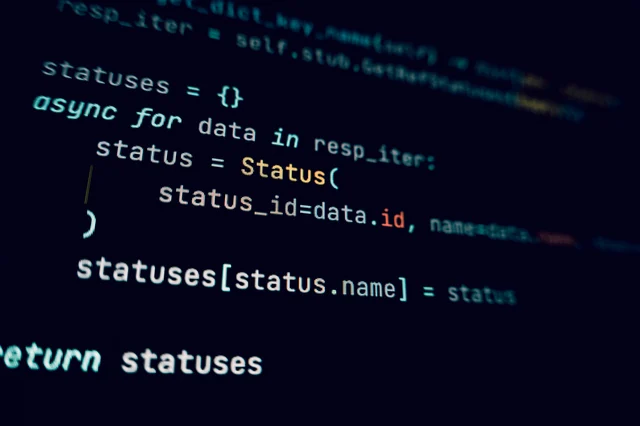 Programming code on dark screen terminal