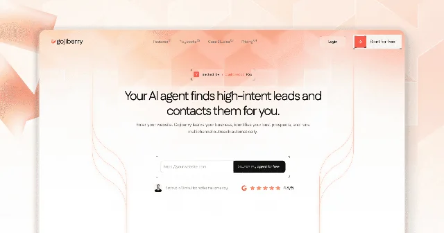 Gojiberry 官网首页展示的 AI 销售代理入口与高意向线索流程
