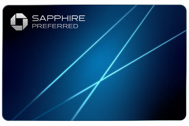 Chase Sapphire Preferred card — deep blue gradient card face with SAPPHIRE PREFERRED text