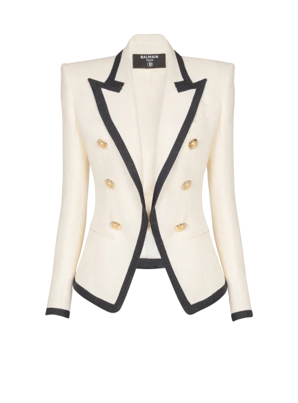 Fitted two-tone basketweave jacket — one of Balmain's four sale items today, unchanged from June 8