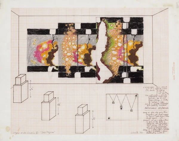保罗·沙里茨《Study A for location X: 3rd Degree》(1982)手稿方案