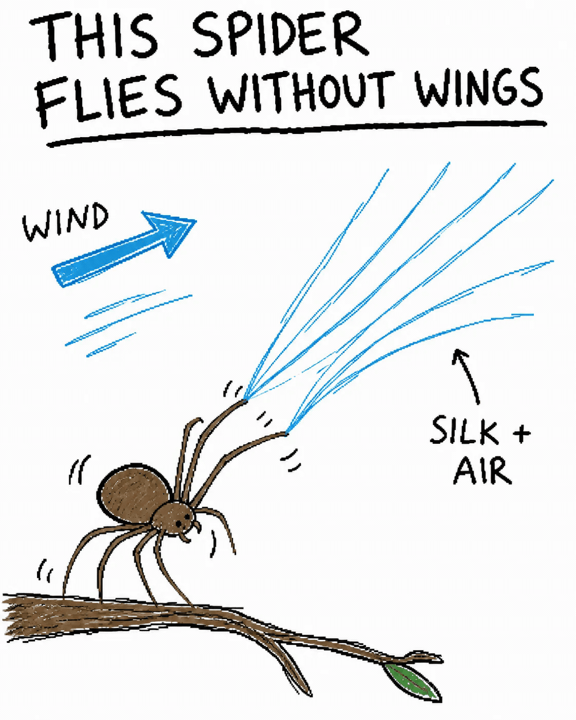 This spider flies without wings.