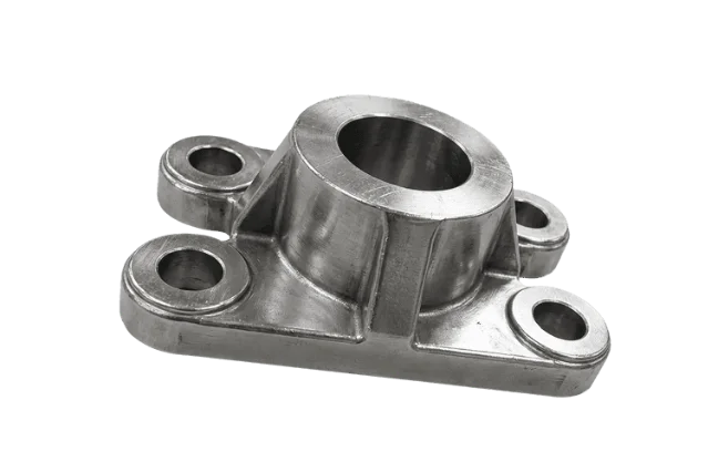 A machined metal mechanical part on a white background