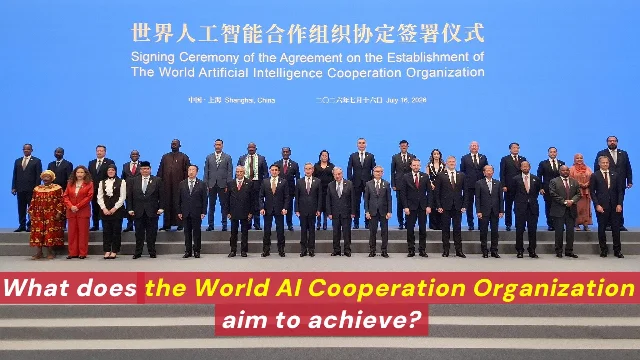 WAICO 协定签署仪式现场，多国代表在上海会场合影