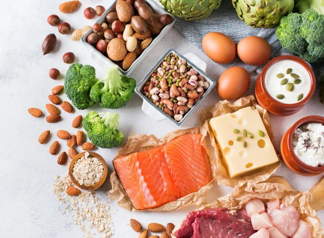 Assorted protein foods