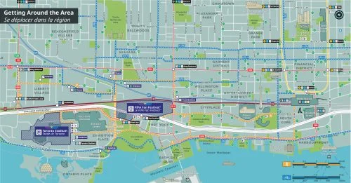 多伦多球场与 Fan Festival 周边交通图