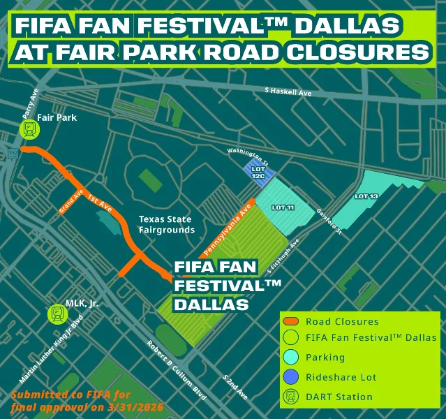 NCTCOG Fair Park road-closure map