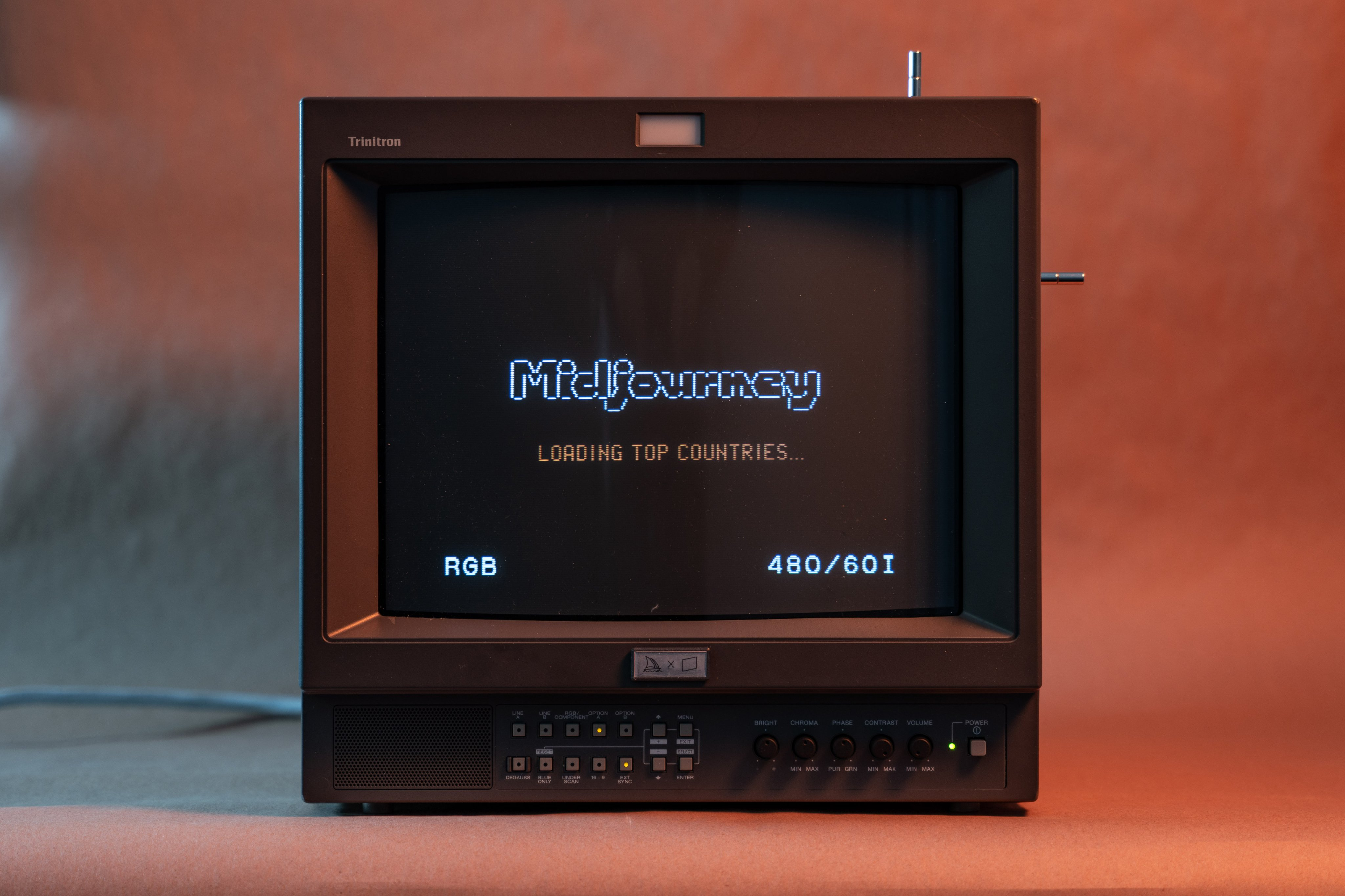 Midjourney global subscriber distribution — Stripe awarded Midjourney a custom CRT monitor displaying its live global subscriber map