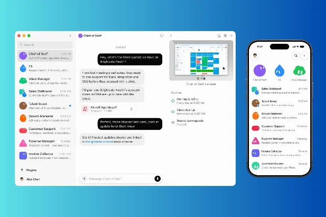 Grok Bot desktop and iOS interface showing multiple Bots, a shared browser workspace, and scheduled routines