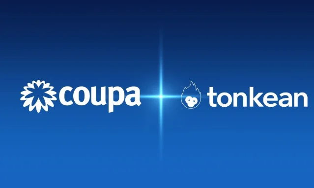 Coupa and Tonkean combined logo announcement graphic